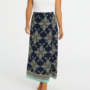 Loveriche Blue Floral Maxi Skirt NWT Size Large Lightweight Boho Flowy Fit NWT